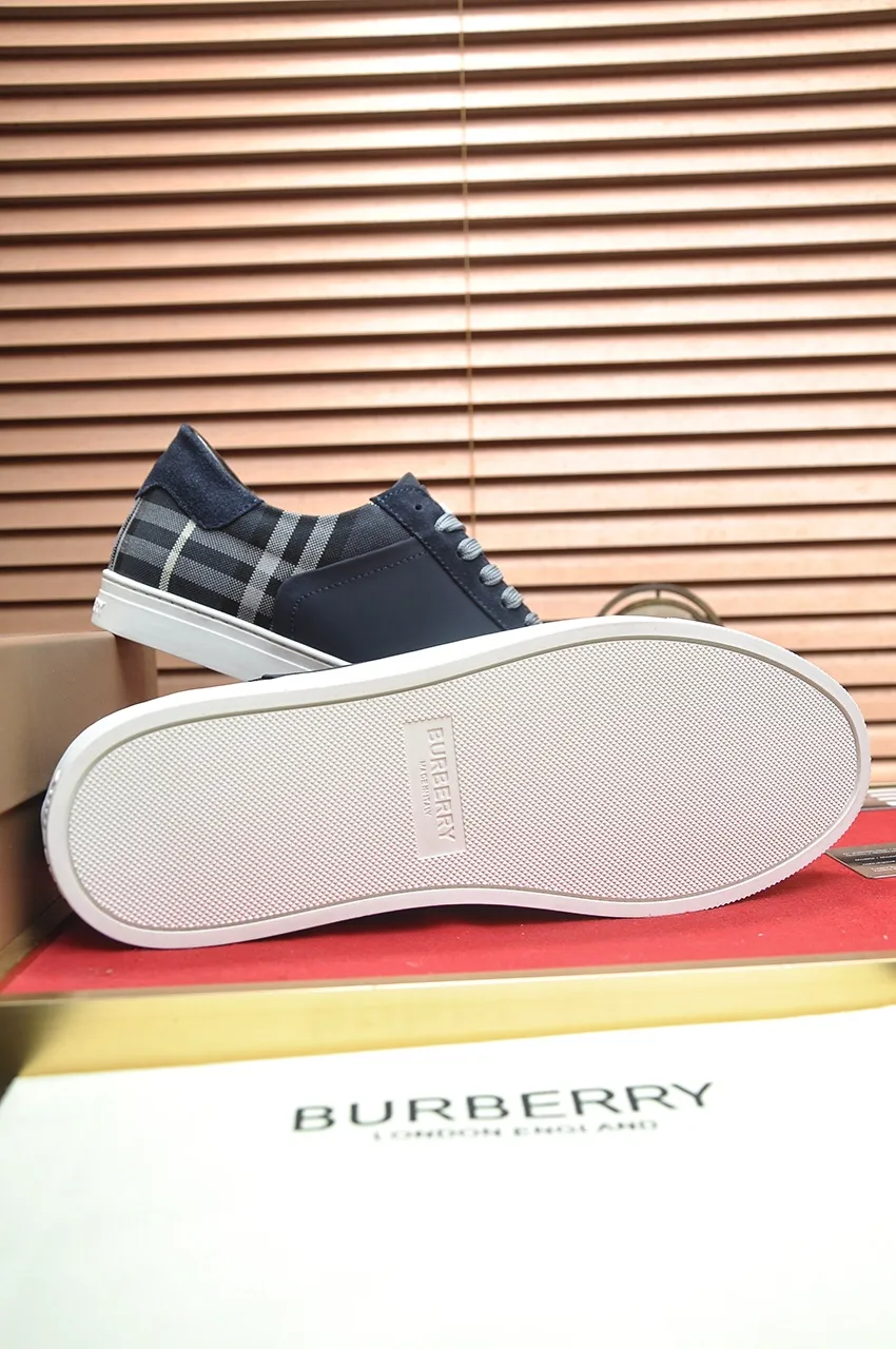 Men's shoes💰480💶[Burberry] (cowhide lining) classic low-top sneakers｜Imported cowhide with classic plaid fabric｜Cow leather lining｜Original outsole｜Fine workmanship and comfortable to wear Size: 38-44 (customized at 45)